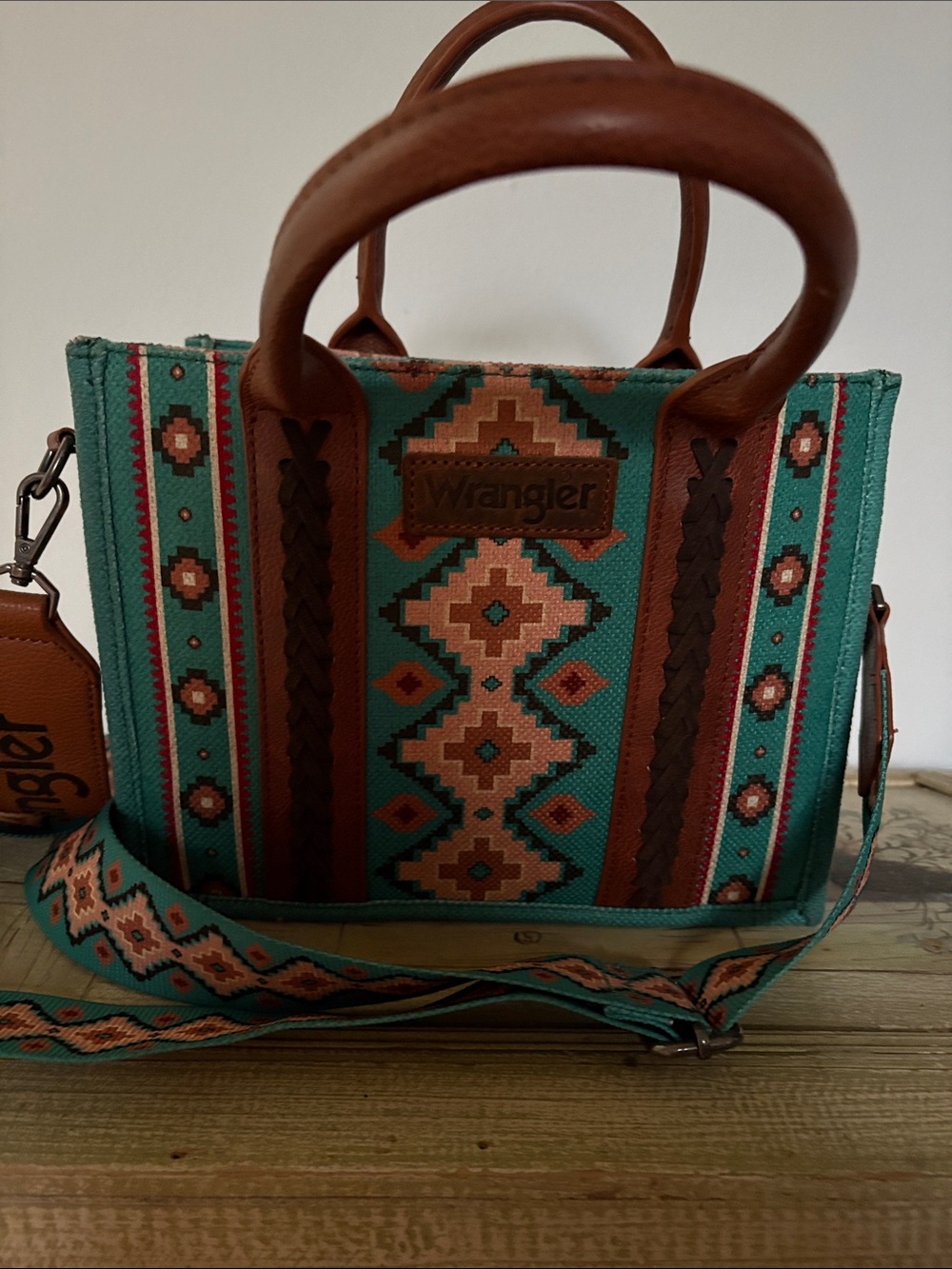 Wrangler Turquoise Southwestern Aztec Print Tote bag by Montana West